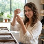 Femme examinant un collier dans une boutique élégante