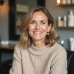 Femme élégante avec coupe bob dans un salon moderne