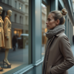 Femme élégante regardant un magasin vide en ville