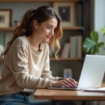 Jeune femme en design 3D mode dans un bureau cosy