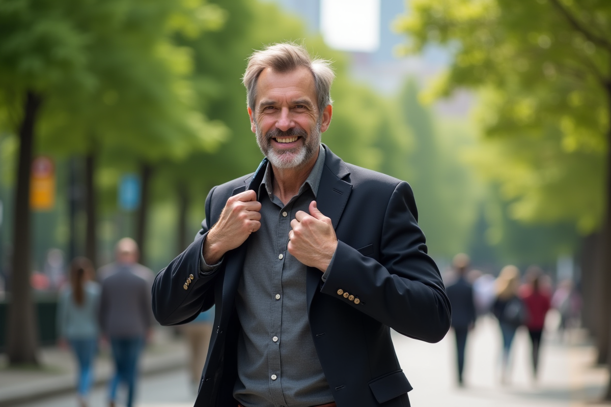 Homme confiant en ville dans un parc naturel
