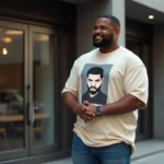 Homme grande taille en tshirt graphique décontracté