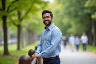 Homme confiant dans un parc urbain en ville