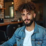 Jeune homme en barbershop avec coupe moderne et ambiance urbaine